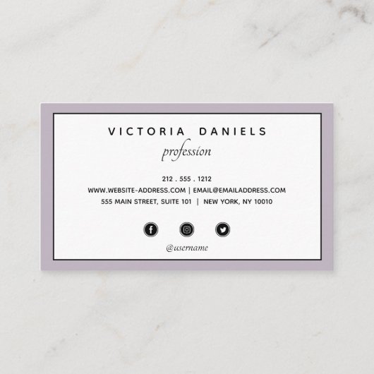 Feminine Logo | Lavender | Pictogrammen voor socia Visitekaartje (Achterkant)