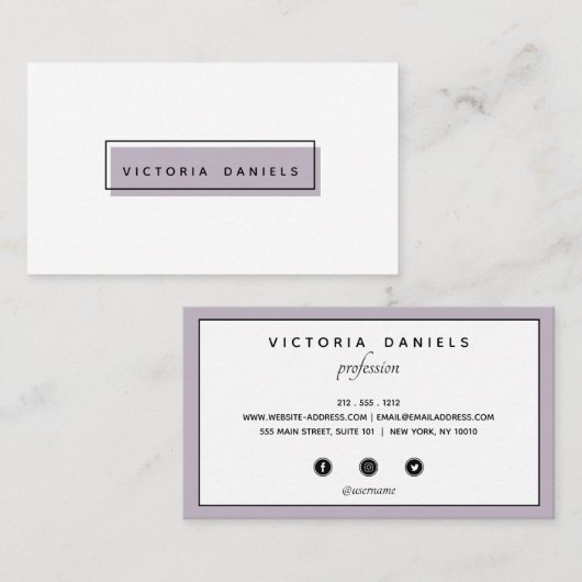 Feminine Logo | Lavender | Pictogrammen voor socia Visitekaartje (Voorkant / Achterkant)