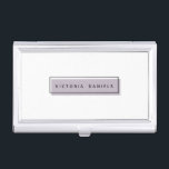 Feminine Logo | Lavender | Professionele merken Visitekaarthouder<br><div class="desc">Maak een geweldige indruk met deze mooie en girale visitekaartje houder. Minimale vormgeving biedt een lavenderrechthoek met een zwarte geometrische grens met jouw naam of bedrijfsnaam in het midden in moderne zwarte letters Dit ontwerp maakt deel uit van een "Feminine Branding"-collectie, overeenkomend letterhoofd, enveloppen, visitekaartje, stickers en nog veel meer...</div>