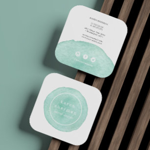 Feminine logo professionele turkooizen sociale med vierkante visitekaartje