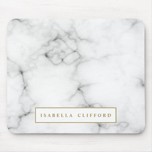 Feminine logo professionele witte en zwarte marmer muismat (Voorkant)