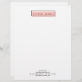 Feminine Logo | Roze | Minimale professionele pres Briefhoofd (Voorkant / Achterkant)