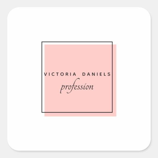 Feminine Logo | Roze | Minimale professionele pres Vierkante Sticker (Voorkant)