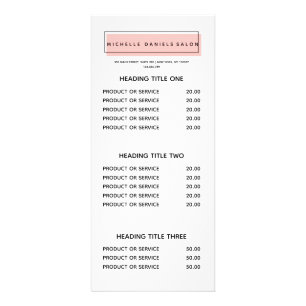 Feminine Logo Roze Prijslijst van Hair Salon Reclamekaart