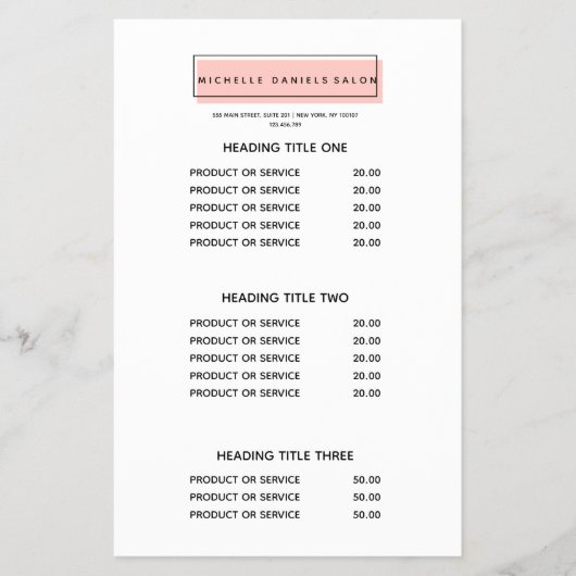 Feminine Logo | Roze | Prijzen en services voor sp Flyer (Voorkant)