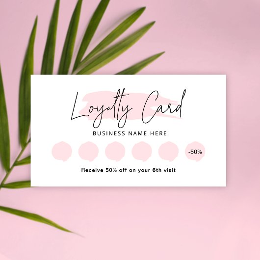 Feminine Loyalty Kaart Roze Waterverf Lash Rewards