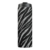 Feminine Luxe, zwart en zilver Classy Zebra afdruk Thermosbeker (Voorkant)