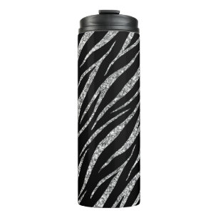 Feminine Luxe, zwart en zilver Classy Zebra afdruk Thermosbeker