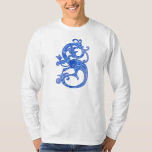 Feminine Medieval Blue Fantasy Dragon T-shirt