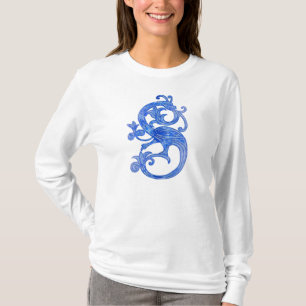  Feminine Medieval Blue Fantasy Dragon T-shirt