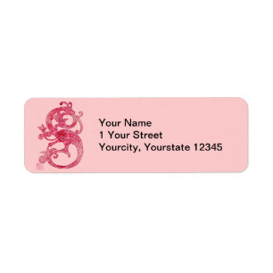  Feminine Medieval Pink Fantasy Dragon Etiket