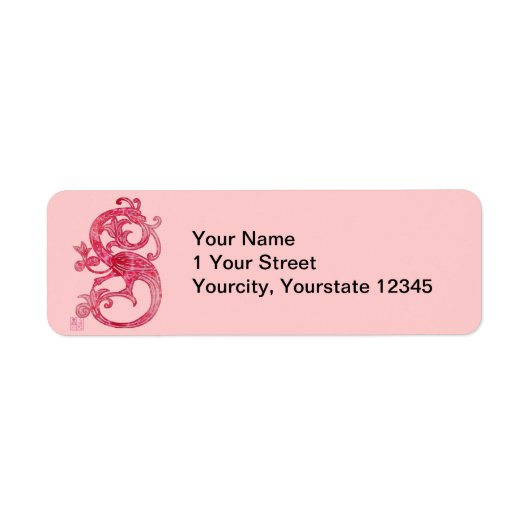 Feminine Medieval Pink Fantasy Dragon Etiket (Voorkant)