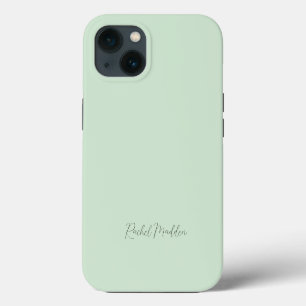 Feminine Minimalist Green Script Custom Name iPhone 13 Hoesje