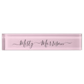 Feminine Minimalist Modern Roze Script Custom Name Naambordje (Voorkant)