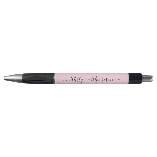 Feminine Minimalist Modern Roze Script Custom Name Pen (Voorkant)
