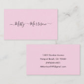 Feminine Minimalist Modern Roze Script Custom Name Visitekaartje (Voorkant / Achterkant)