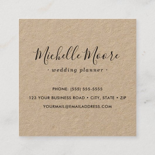 Feminine-minimalistisch roestkraftpapier vierkante visitekaartje (Achterkant)