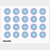 Feminine Modern Periwinkle Aqua Monogram Ronde Sticker (Vel)