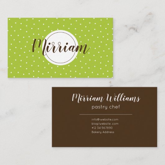 Feminine modern professioneel groen en bruin visitekaartje (Voorkant / Achterkant)
