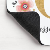 Feminine Monogram Initiaal Roze Gold Letter C Muismat (Hoek)