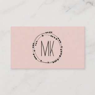 Feminine Monogram  Wreater Girly Blush Pink Visitekaartje