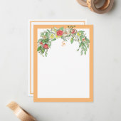 Feminine Monogrammed Floral Notitiekaartje (Voorkant / Achterkant in situ)