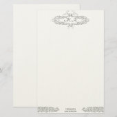 Feminine  Monogrammed Persoonlijke Initialen Briefpapier (Voorkant / Achterkant)