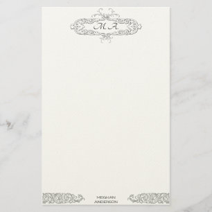 Feminine  Monogrammed Persoonlijke Initialen Briefpapier