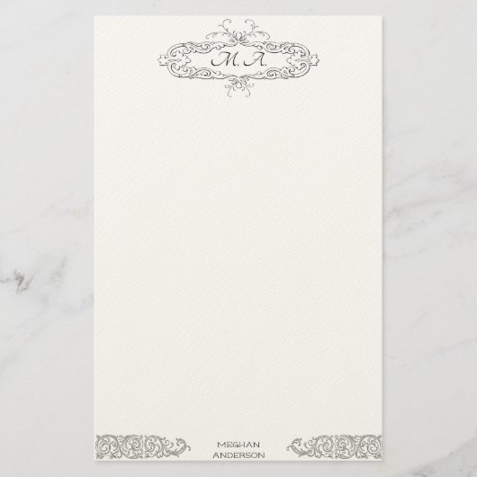 Feminine  Monogrammed Persoonlijke Initialen Briefpapier (Voorkant)