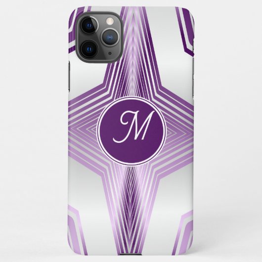 Feminine monogrammen Paars gestreept geometrisch iPhone Hoesje (Achterkant)