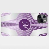 Feminine monogrammen Paars gestreept geometrisch iPhone Hoesje (Achterkant horizontaal)