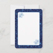 Feminine Navy Blue Floral Pattern, Blank Bedankkaart (Achterkant)