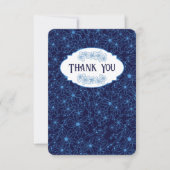Feminine Navy Blue Floral Pattern, Blank Bedankkaart (Voorkant)