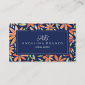 Feminine Oranje Floral Blush Roze Visitekaartje (Voorkant)