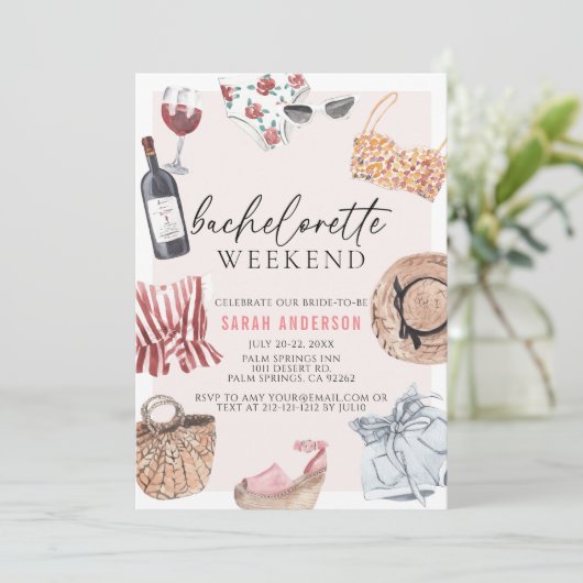 Feminine Outfit Bachelorette Weekend Itinerary Kaart (Staand voorkant)