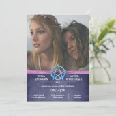 Feminine Paarse Wicca Pentacle Handfasting Kaart (Staand voorkant)