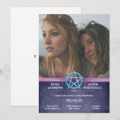 Feminine Paarse Wicca Pentacle Handfasting Kaart (Voorkant / Achterkant)