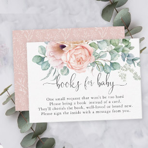 Feminine Pastel Roze Boeken voor Baby Informatiekaartje