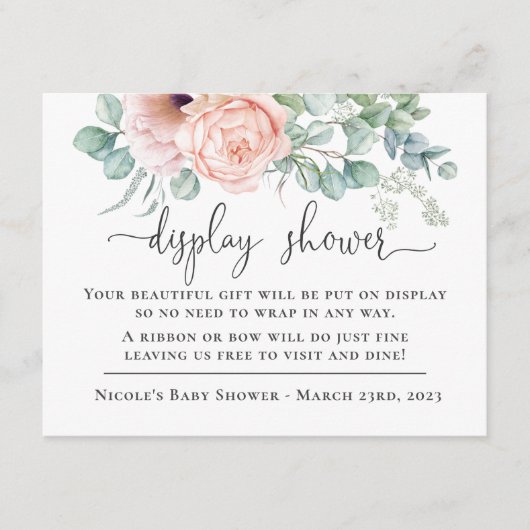 Feminine Pastel Roze Display Baby shower Informatiekaartje (Voorkant)