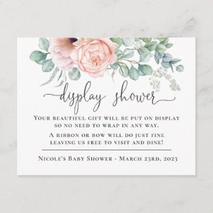 Feminine Pastel Roze Display Baby shower Informatiekaartje