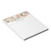 Feminine Peach Floral Pattern met Jouw naam Notitieblok (Schuin)