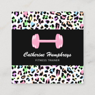 Feminine Personal Trainer Leopard Print Vierkante Visitekaartje