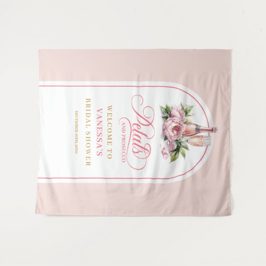 Feminine petals and prosecco wedding shower banner wandkleed (Voorkant (horizontaal))