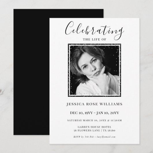 Feminine Photo "Celebrating The Life Of" Kaart (Voorkant / Achterkant)