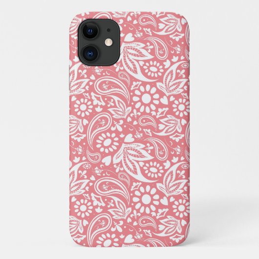 Feminine Pink and White Boho Paisley Patterned Case-Mate iPhone Case (Achterkant)