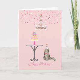 Feminine Pink Birthday Kaart uit de kat