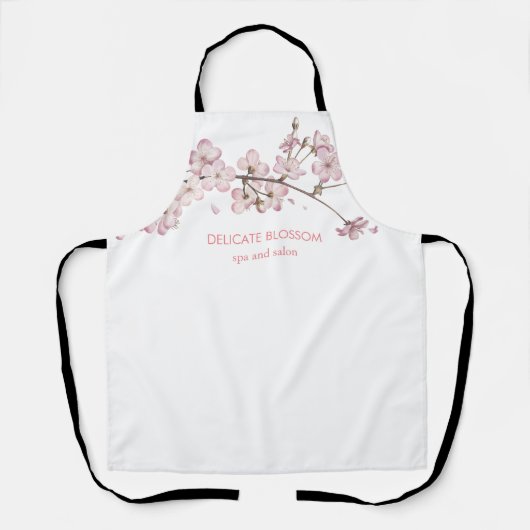 Feminine Pink Blossom Floral Shop Salon Schort (Voorkant)