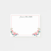 Feminine Pink Blue Rose Bouquet Waterverf Post-it® Notes (Voorkant)