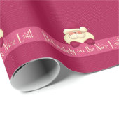Feminine Pink Christmas Santa Nice Lijst Cadeaupapier (Rol Hoek)