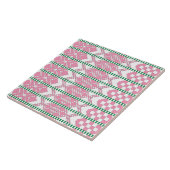 Feminine Pink en white Latvian tribal folk art. Tegeltje (Zijkant)